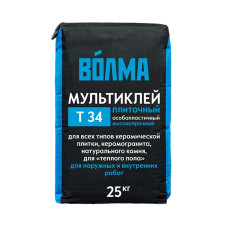 Клей плиточный ВОЛМА Мультиклей Т34 25 кг